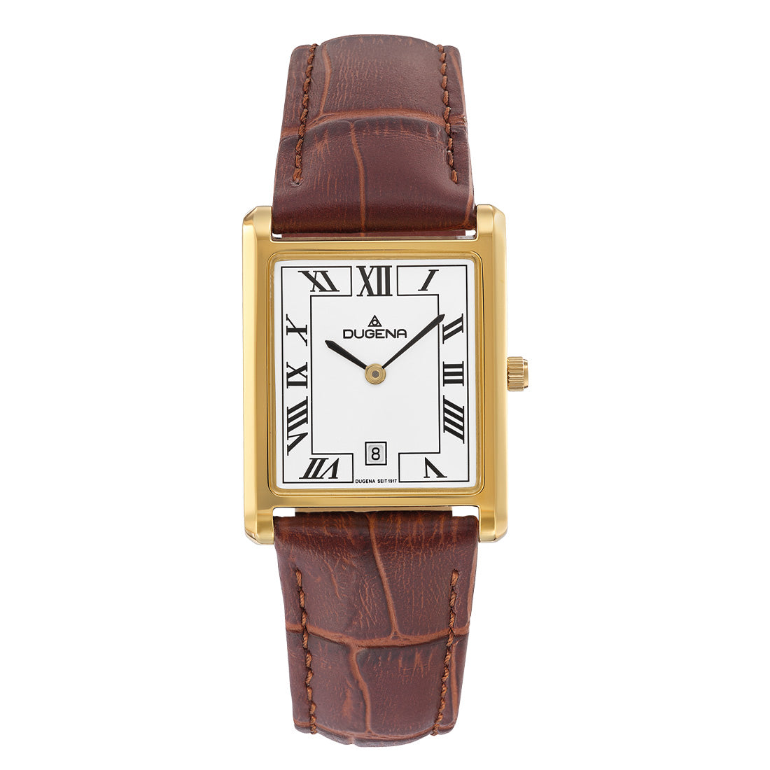 Quadra Classica Weiß Gold Lederband Braun (4461119)