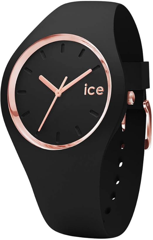 Ice-Watch - ICE glam Black Rose-Gold - Schwarze DamenUhr mit Silikonarmband