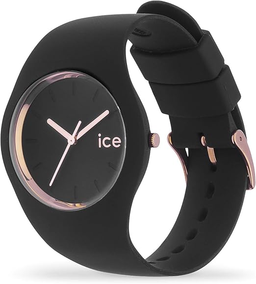 Ice-Watch - ICE glam Black Rose-Gold - Schwarze DamenUhr mit Silikonarmband