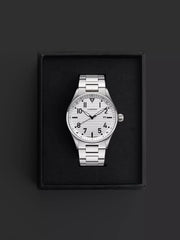 Flieger Pilotenuhr Wellblech-Look Farbe Silber 42 mm Metallarmband Saphirglas Minuterie Ref. 902.03.03