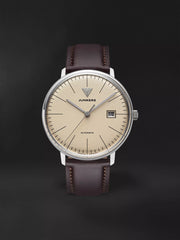Bauhaus Automatik Designklassiker Automatik Farbe beige 40 mm Lederarmband Glasboden Ref. 910.01.05