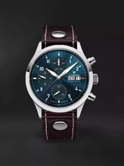 Cockpit Chronograph Robuster Chronograph Farbe blau 42 mm Lederarmband Sonnenschliff Saphirglas Ref. 914.01.12