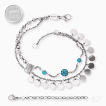 ENGELSRUFER DUO 2 IN 1: ARMBAND FUSSKETTCHEN BOHO LEBENSBAUM ECHTSILBE