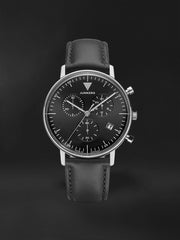 Chronograph mit kleiner Sekunde Farbe schwarz 40 mm Lederarmband gewölbtes Glas Ref. 912.01.02