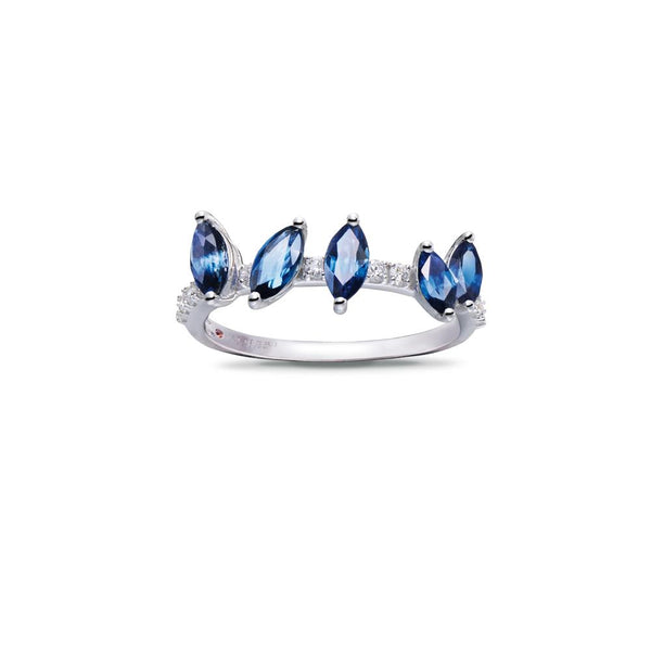 WHITE GOLD RING WITH SAPPHIRES AND DIAMONDS