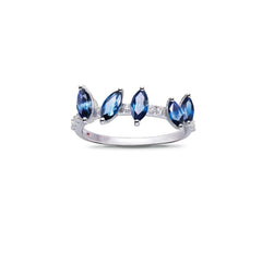 WHITE GOLD RING WITH SAPPHIRES AND DIAMONDS