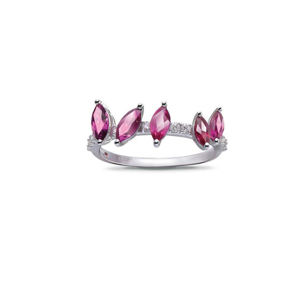 WHITE GOLD RING WITH RUBIES AND DIAMONDS
