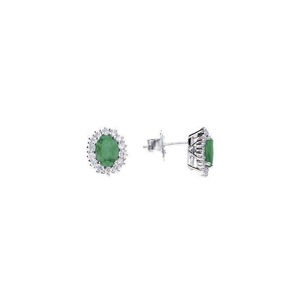 WHITE GOLD EARRINGS WITH EMERALDS AND DIAMONDS