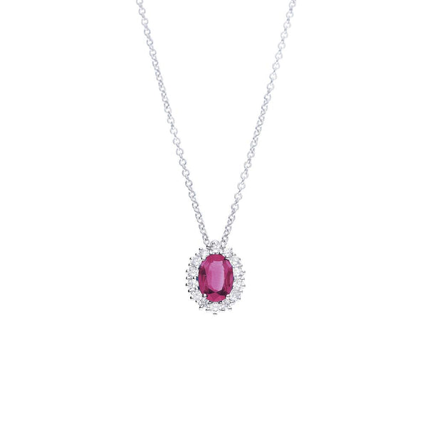 WHITE GOLD NECKLACE WITH RUBY AND DIAMONDS Rubin